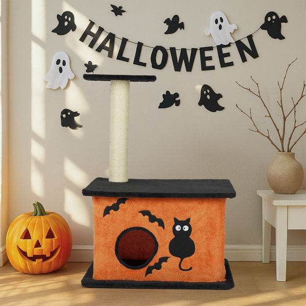 Halloween Inspired Cat Tree Tower Cat Tree For Indoor With Spacious Cat Condo