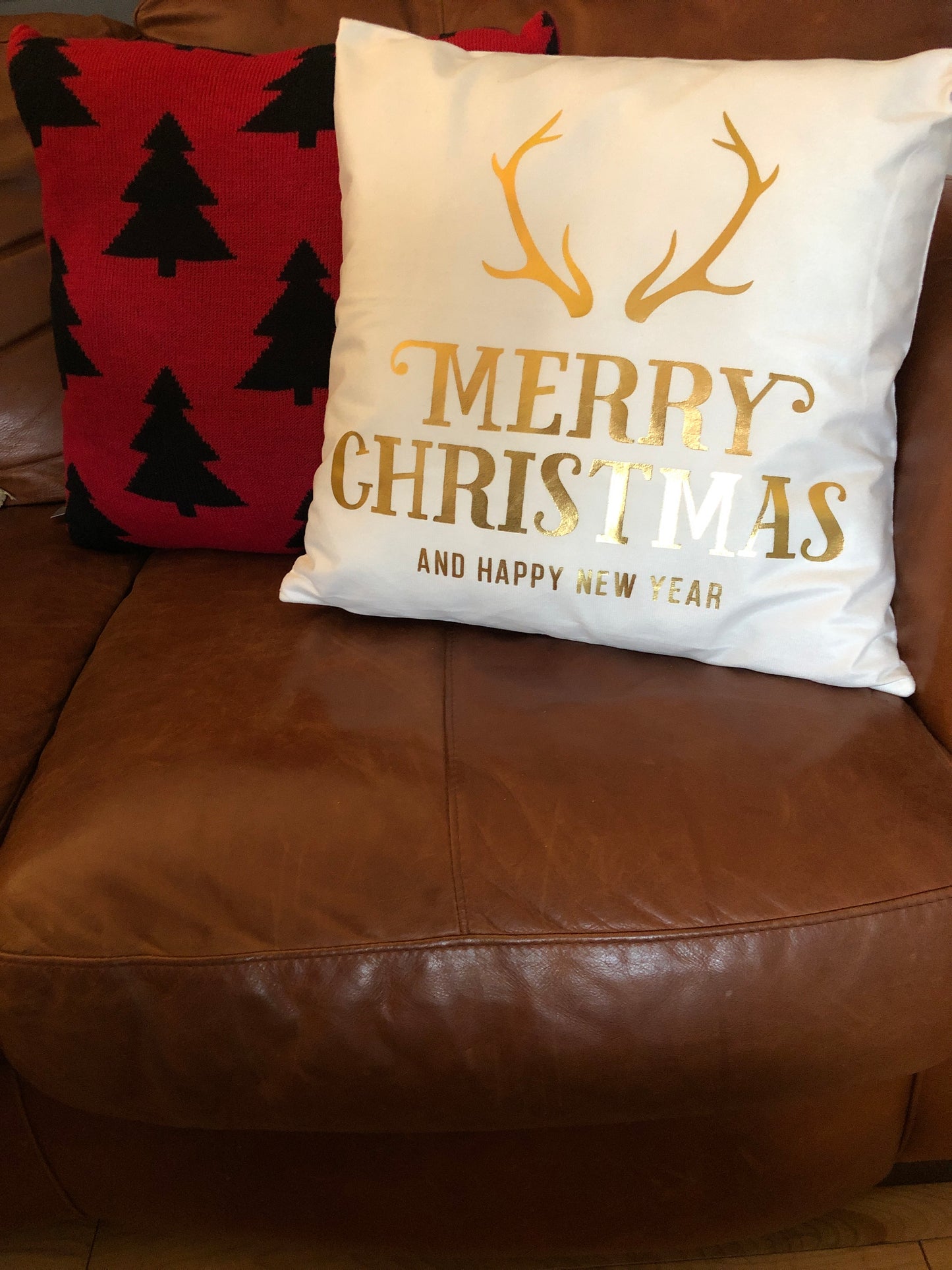 Merry Christmas and Happy New Year throw pillow with insert