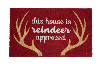 Christmas Holiday Reindeer Approved Coir door Mat with PVC backing 18 x 30 inches