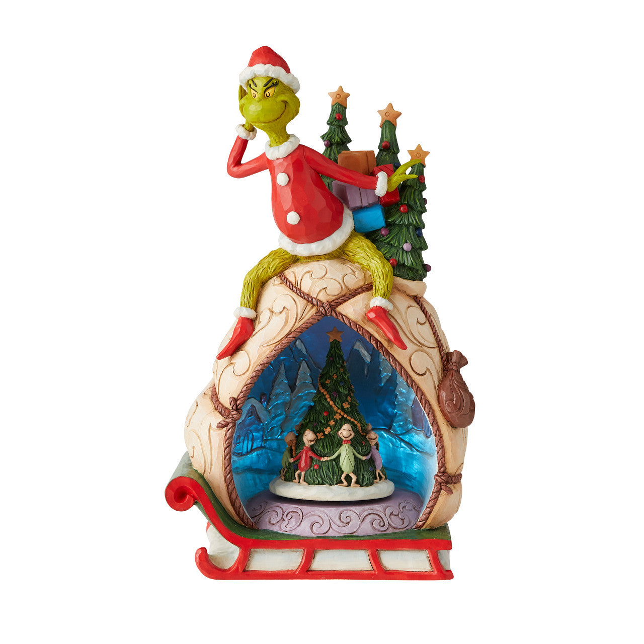 Jim Shore Dr. Seuss Grinch w/Lighted Rotatable Scene collectible resin figure 6009699