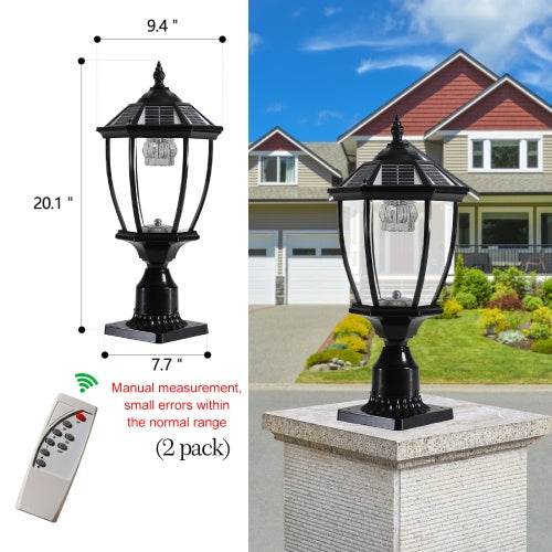 Solar Pillar Headlights With Dimmable LEDs - 2 Packs Landscape Pathway Light