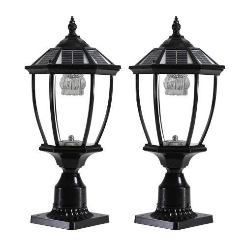Solar Pillar Headlights With Dimmable LEDs - 2 Packs Landscape Pathway Light