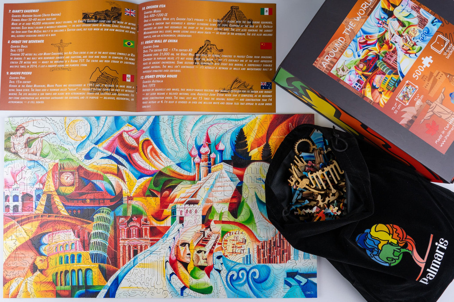 Around The World In... 3D wooden 2 sided puzzle