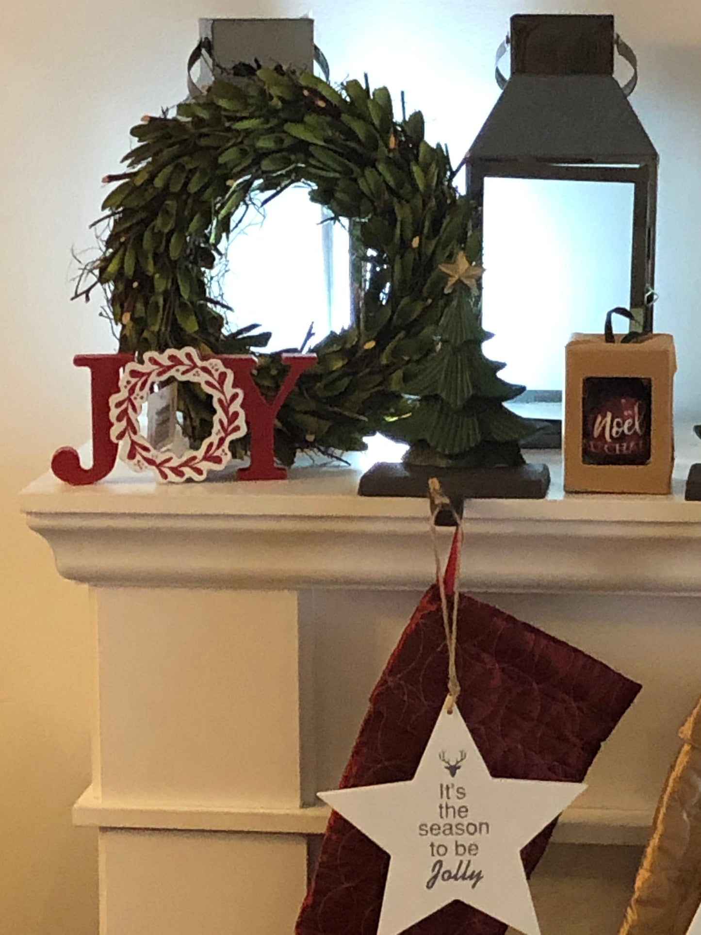 "JOY" decorative Christmas tabletop/shelf accent piece