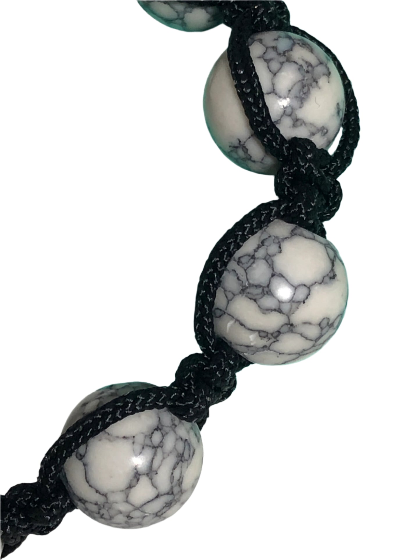 Shamballa hematite and howlite corded adjustable bracelet