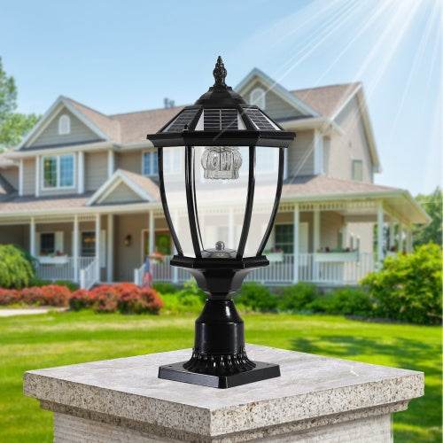 Solar Pillar Headlights With Dimmable LEDs - 2 Packs Landscape Pathway Light