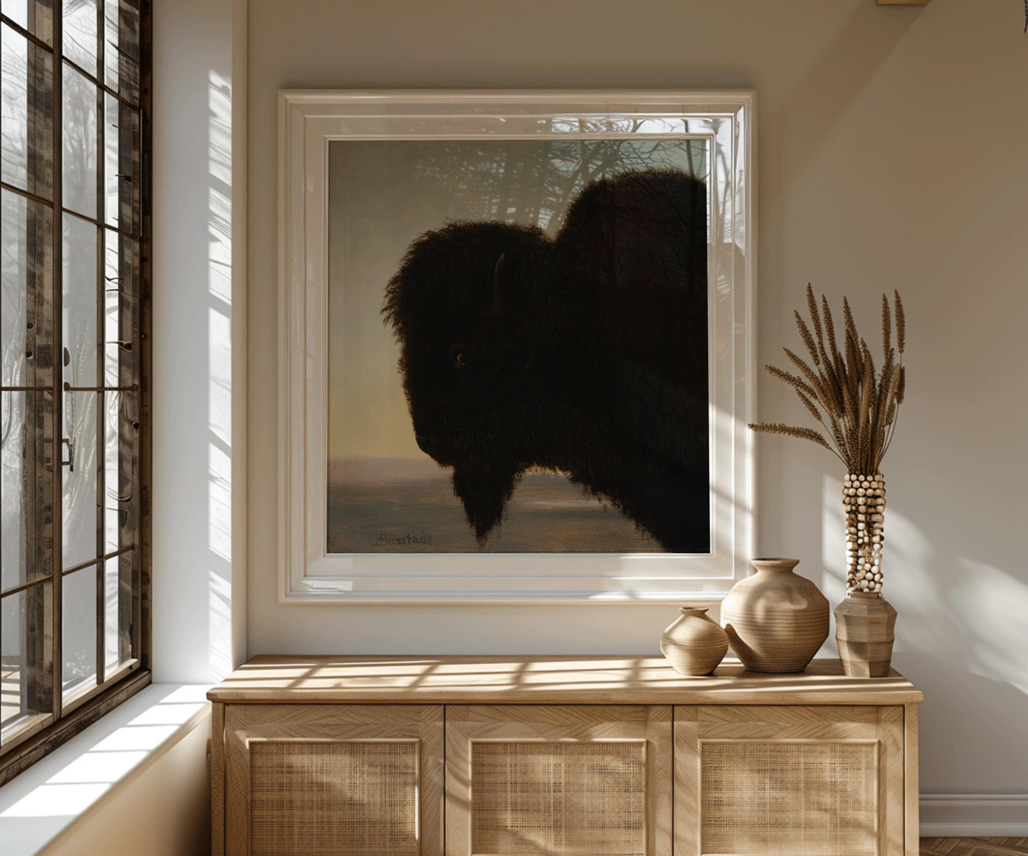 Albert Bierstadt - Buffalo | Famous Vintage Painting (available handframed or unframed) 1x1