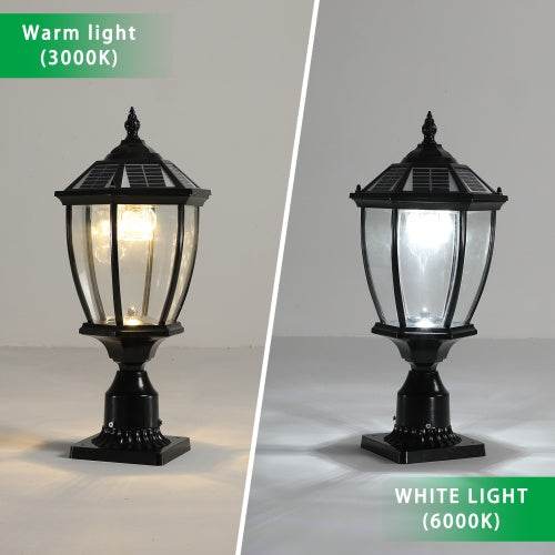 Solar Pillar Headlights With Dimmable LEDs - 2 Packs Landscape Pathway Light