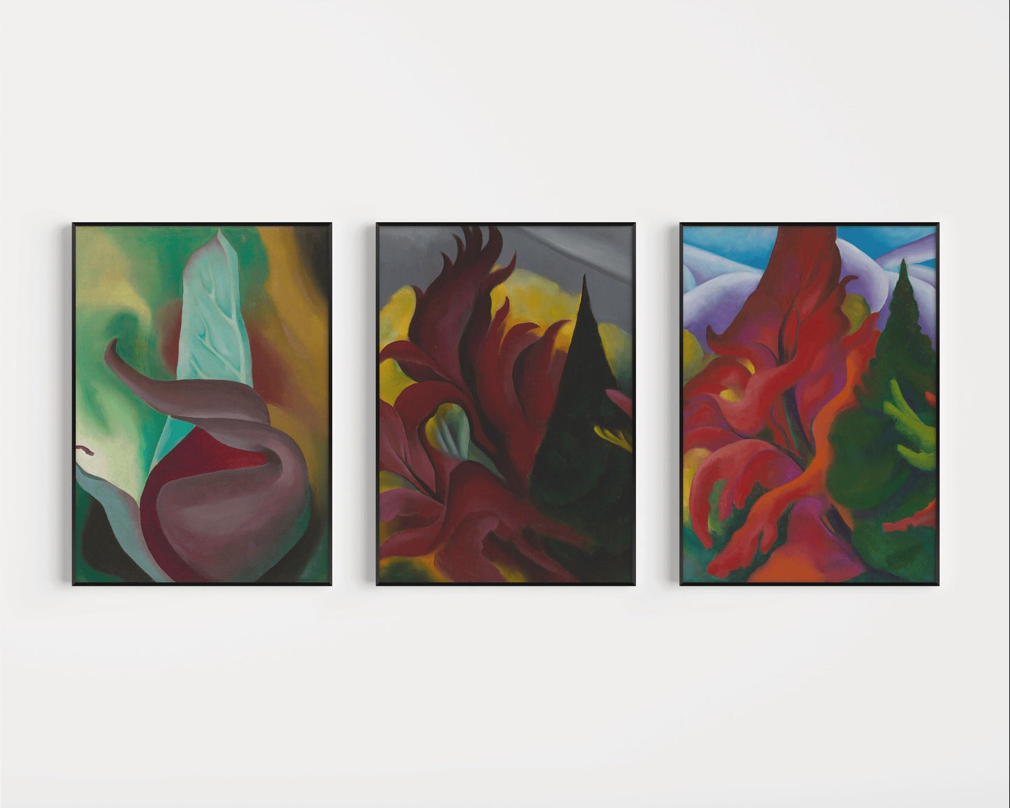 Georgia O'Keeffe STATEMENT TRIO - Skunk Cabbage, Red Maple and Trees in Autumn | An Incredible Vintage Set (Available Frame or unframed)