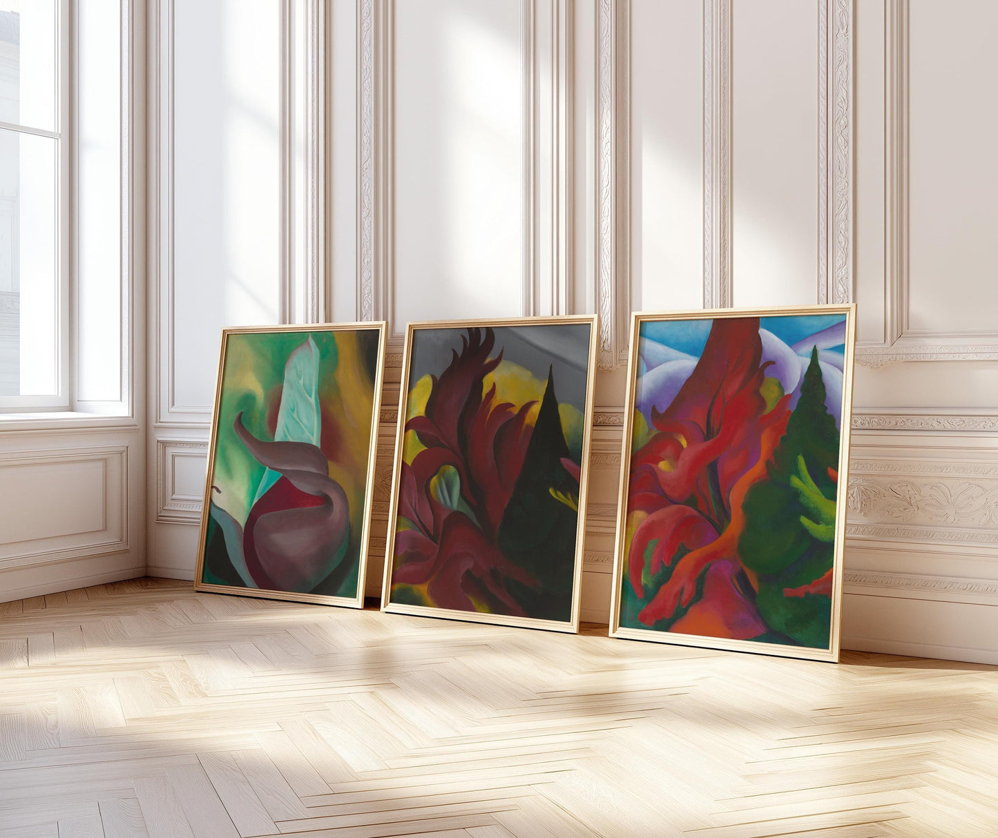 Georgia O'Keeffe STATEMENT TRIO - Skunk Cabbage, Red Maple and Trees in Autumn | An Incredible Vintage Set (Available Frame or unframed)