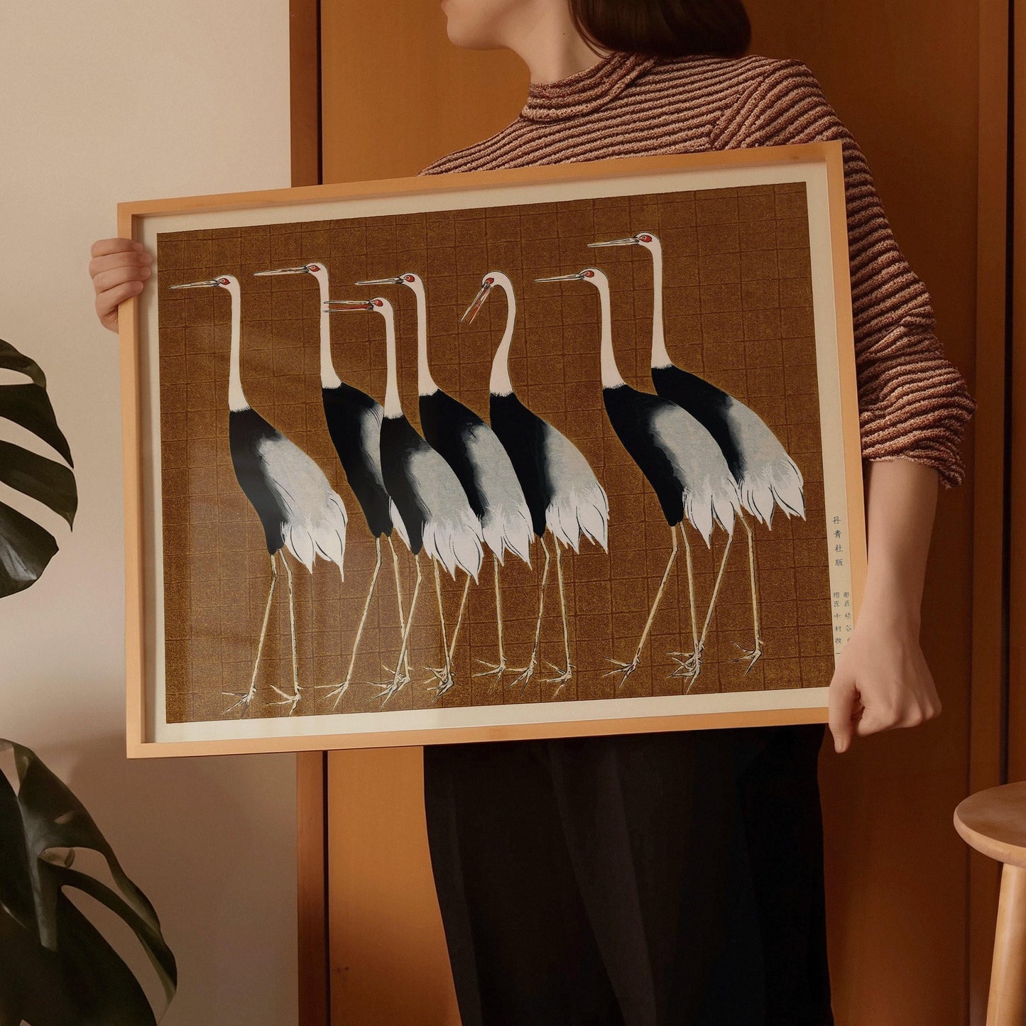 Ogata Korin - Cranes | PREMIUM GICLÉE PRINT | Our Bestselling Vintage Japanese Art in Brown (Available handframed or unframed)