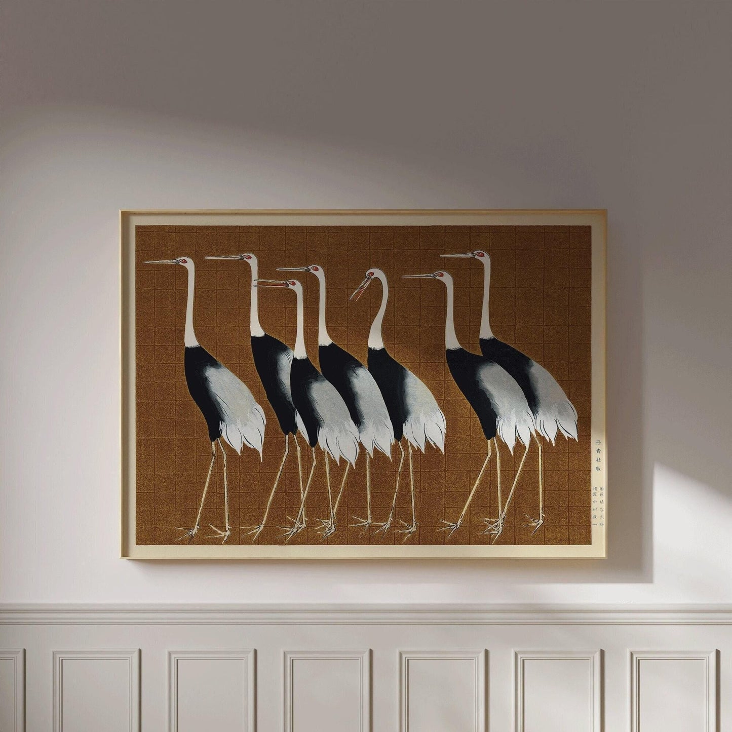 Ogata Korin - Cranes | PREMIUM GICLÉE PRINT | Our Bestselling Vintage Japanese Art in Brown (Available handframed or unframed)