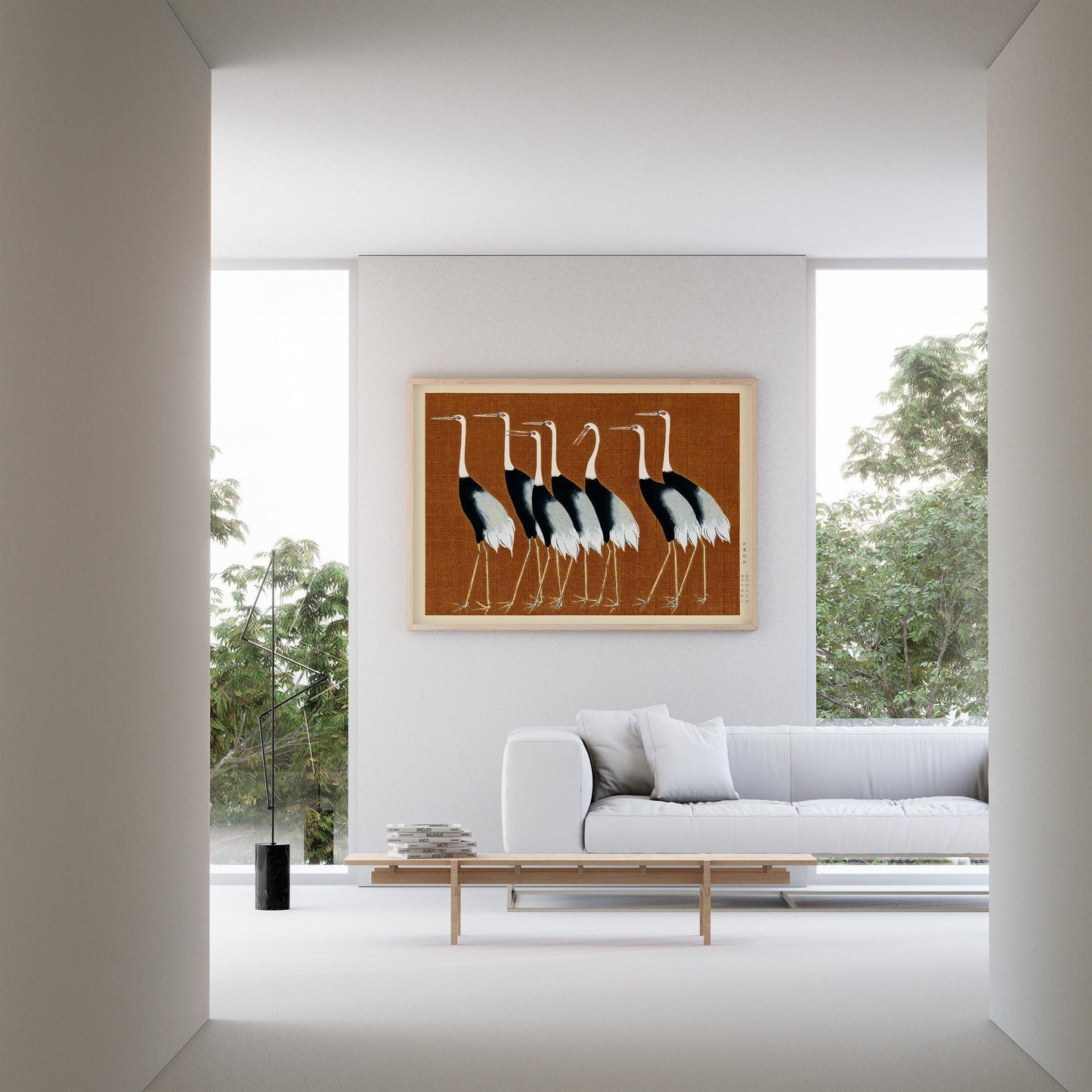 Ogata Korin - Cranes | PREMIUM GICLÉE PRINT | Our Bestselling Vintage Japanese Art in Brown (Available handframed or unframed)