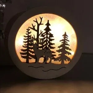 LED Reindeer in forest wood Holiday Wall Art
