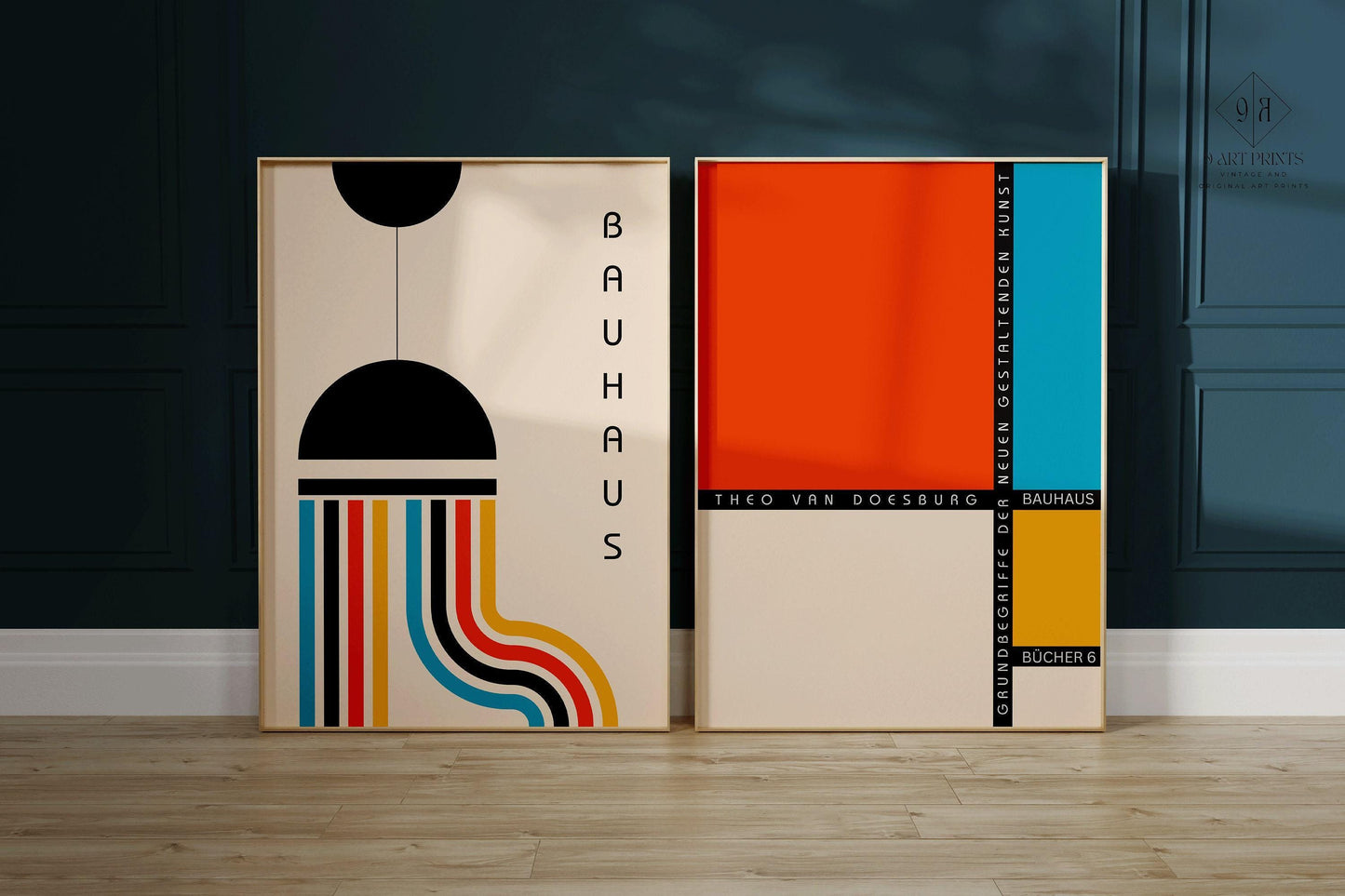 STATEMENT DUO Colourful Bauhaus | | Mid-Century Modern Art Print Posters | available framed