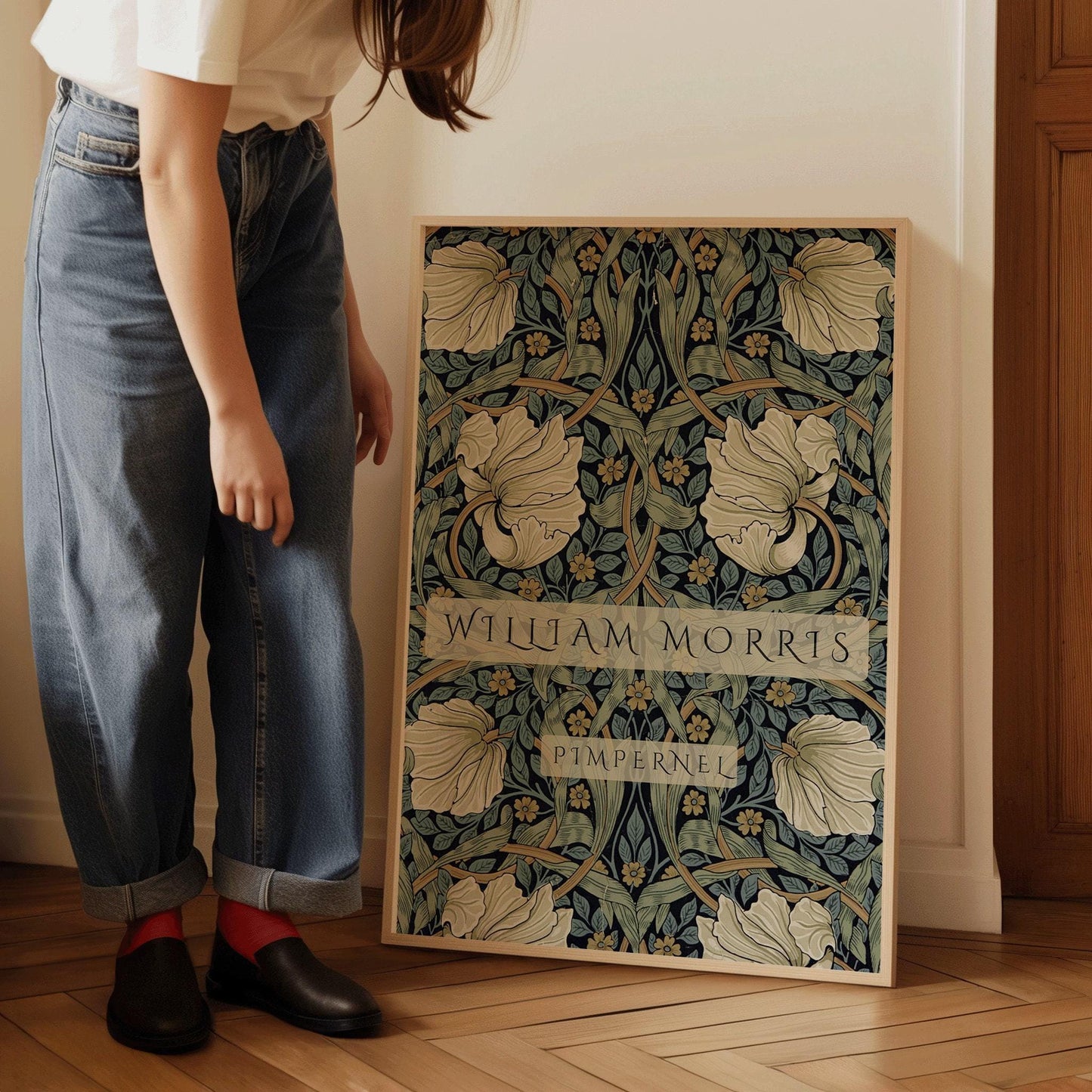 William Morris - Pimpernel PREMIUM GICLÉE PRINT | Vintage Sage Green Botanical Poster (available handframed or unframed)