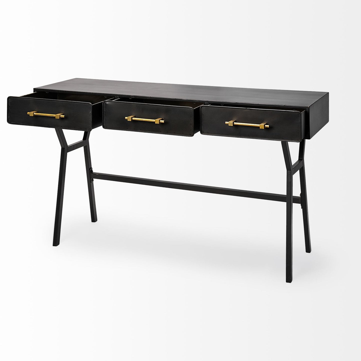 68443 Vince Black Home Office Writing Desk with drawers