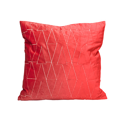 Christmas Tree Velvet Embroidered Cushion Red 18 by 18 inches