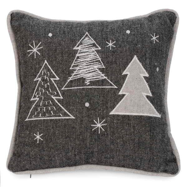 Modern Grey Christmas Winter Tree Mini Accent Decor Pillow
