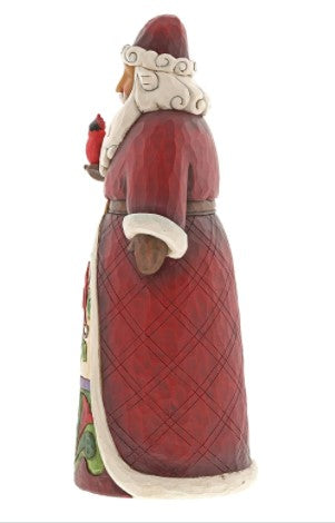 Jim Shore Heartwood Creek Collection Stone Resin Santa with Cardinals Statue Figurine