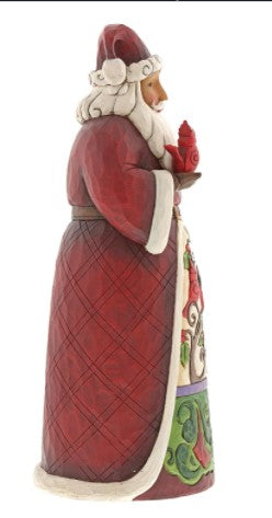 Jim Shore Heartwood Creek Collection Stone Resin Santa with Cardinals Statue Figurine