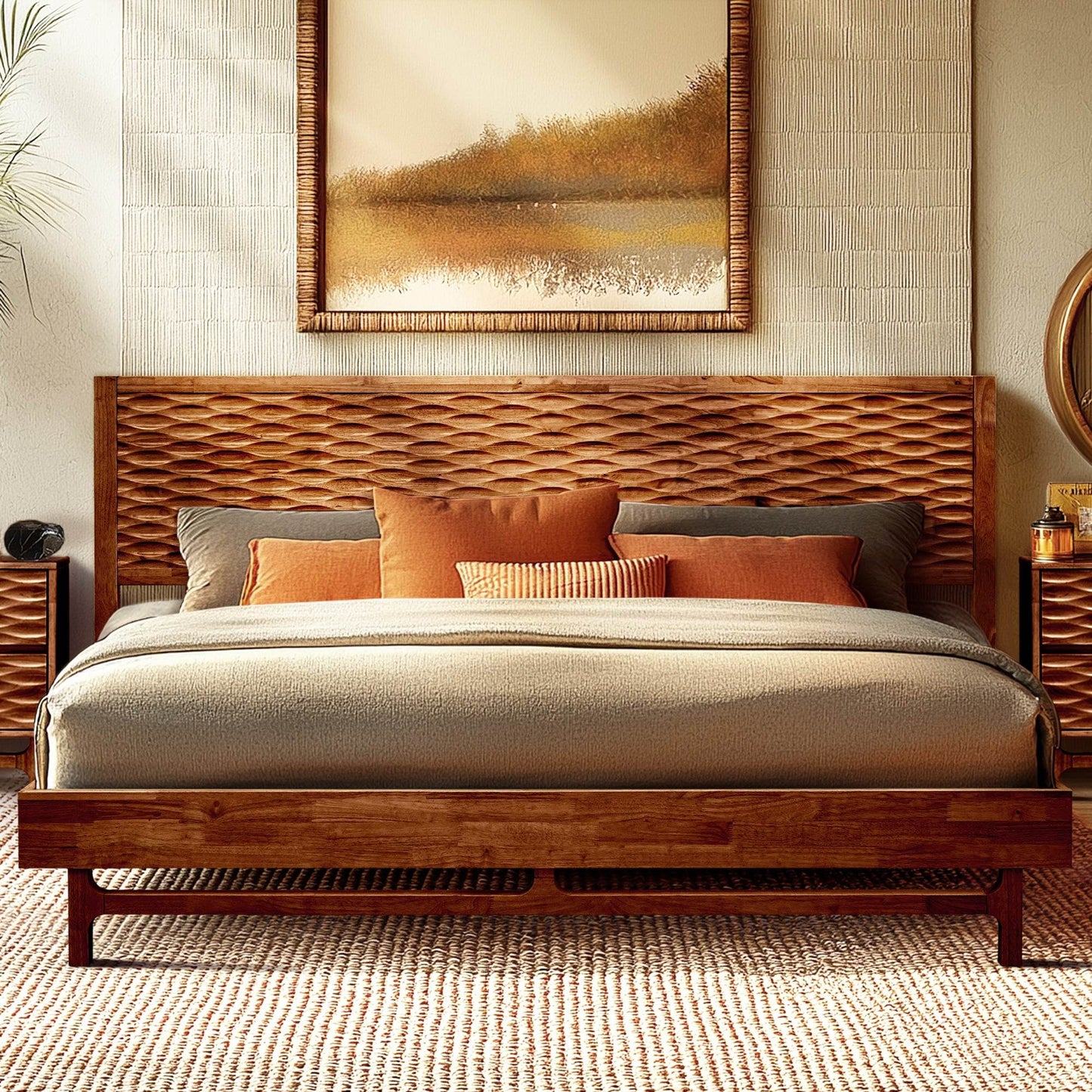 Elara Platform Bed Frame with Headboard