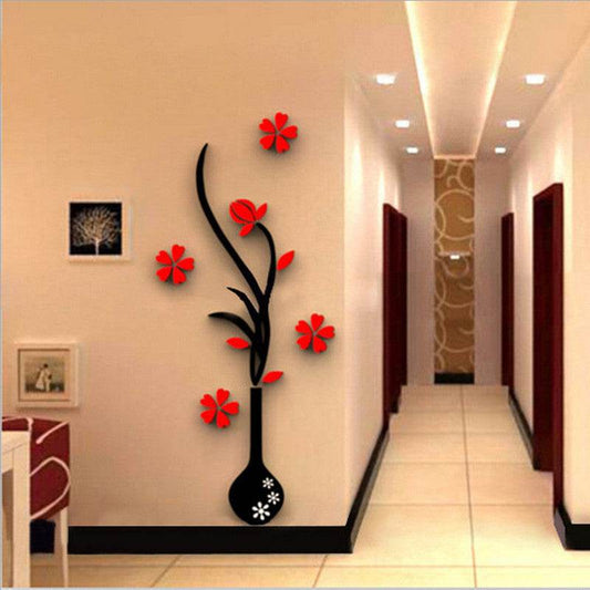 Creative vase acrylic 3D wall sticker Home Wall Decals