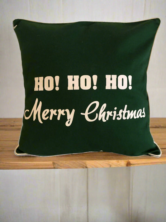 HO HO HO MERRY CHRISTMAS COTTON PILLOW COVER (without insert)