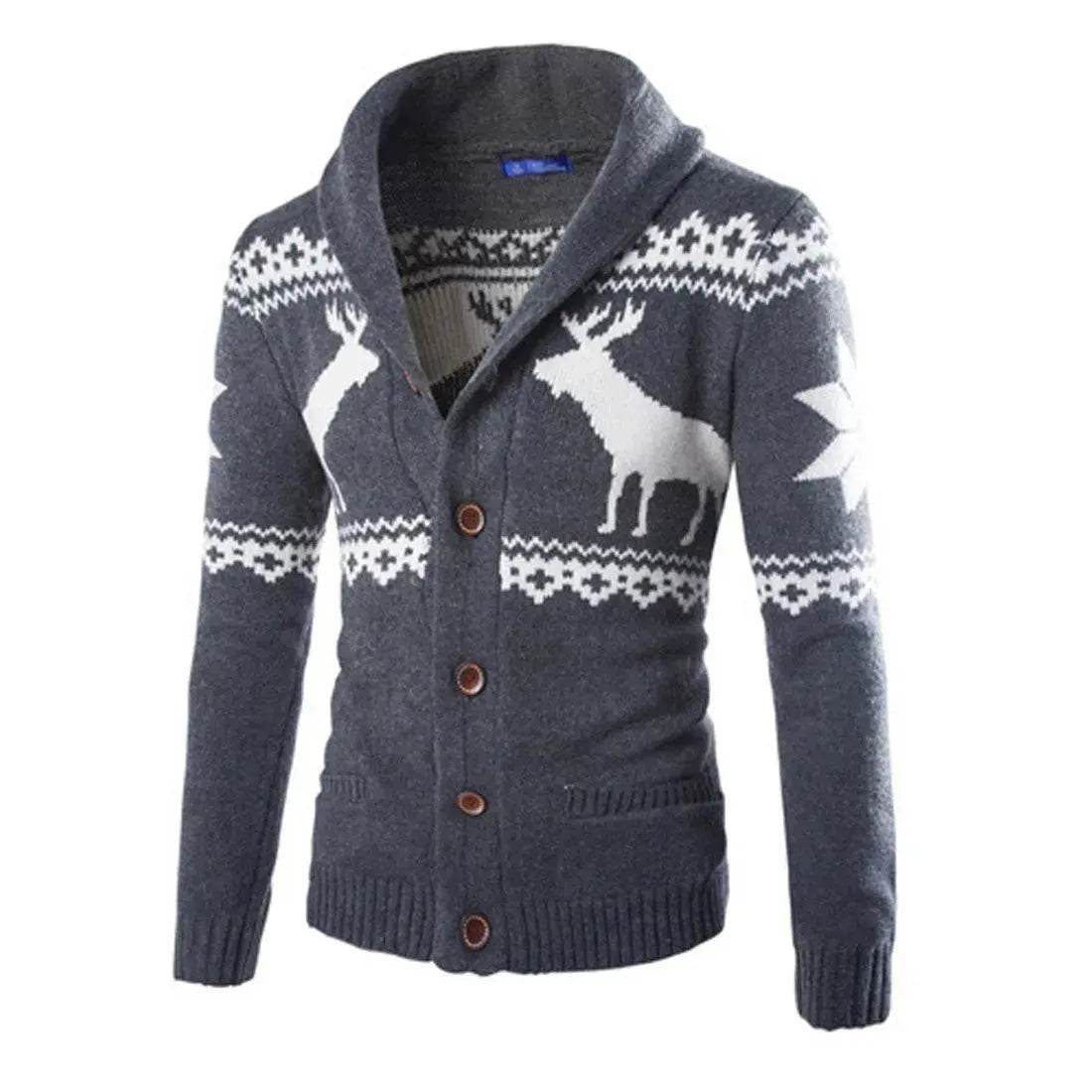 Men's fawn Deer Button Christmas cardigan sweater