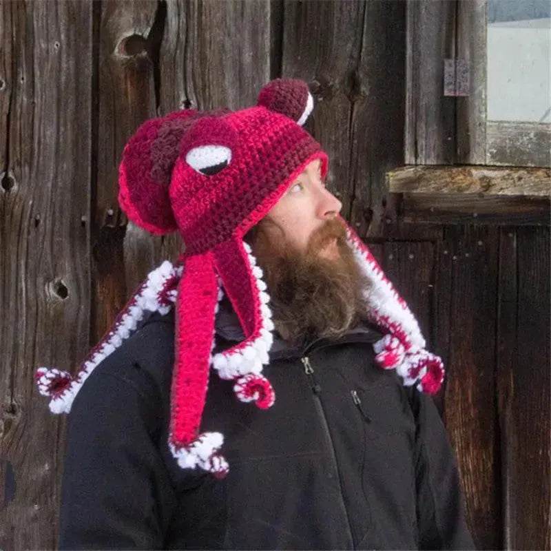 Handmade Knitted Crotchet Octopus Headgear for Men and Women