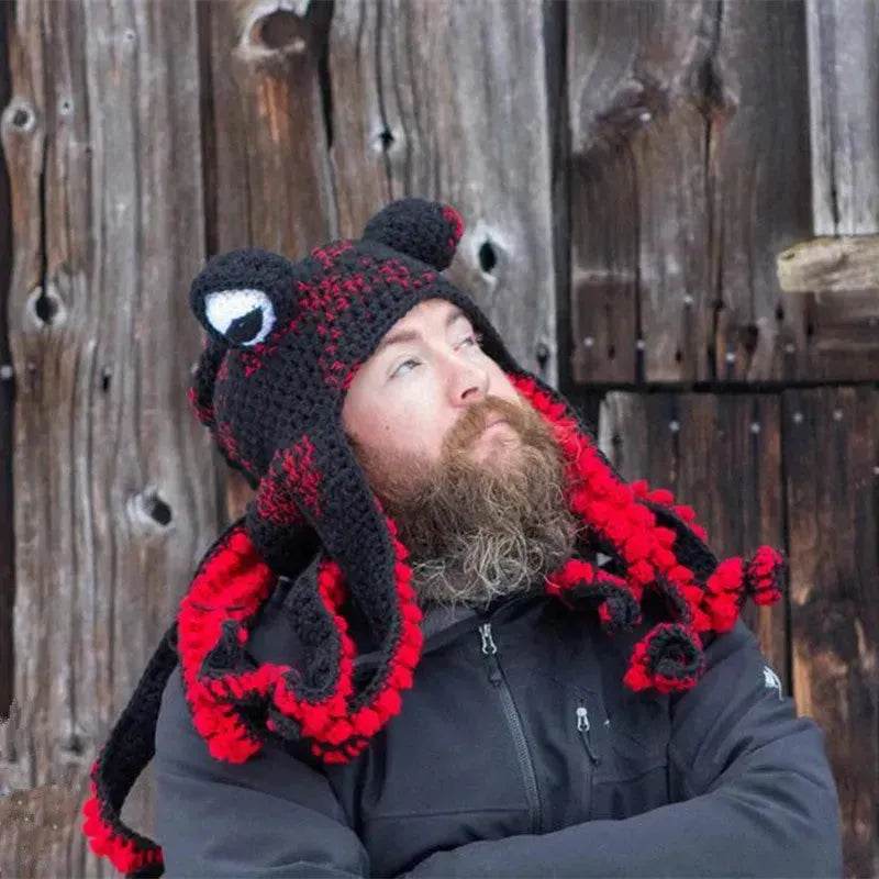 Handmade Knitted Crotchet Octopus Headgear for Men and Women