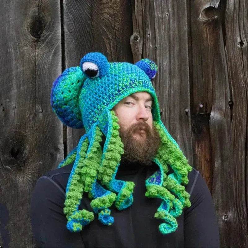 Handmade Knitted Crotchet Octopus Headgear for Men and Women