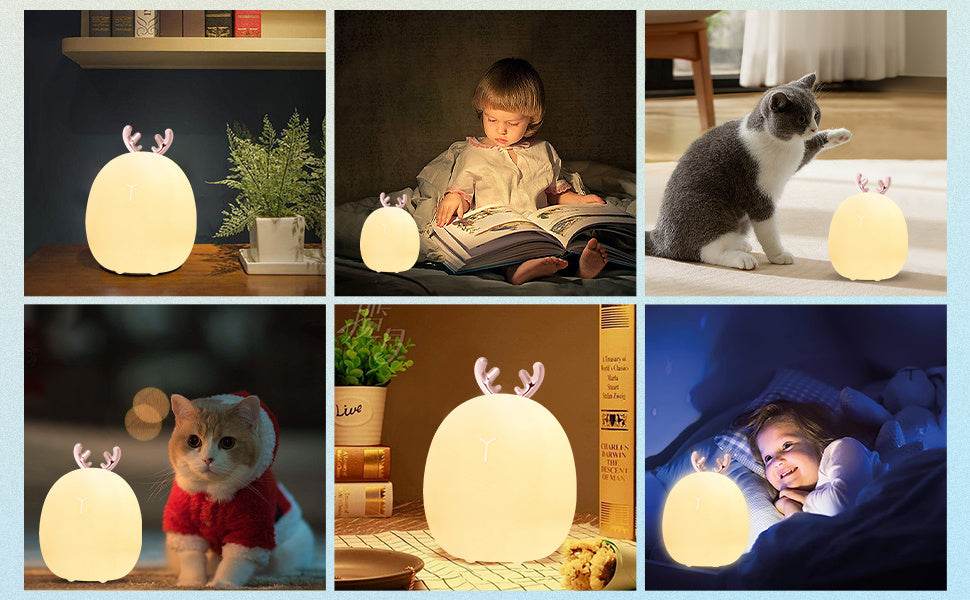 Baby Feeding, Adjustable, Creative, Rabbit, Elk Touch Light, Clap Light, Small Electric Light, Soft Baby Lamp toy