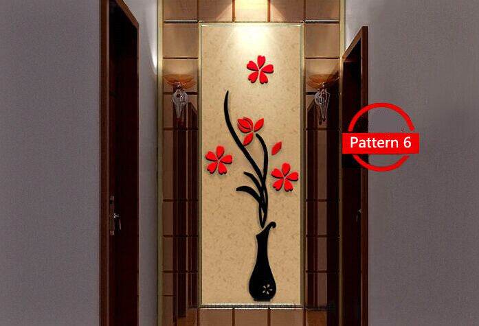 Creative vase acrylic 3D wall sticker Home Wall Decals