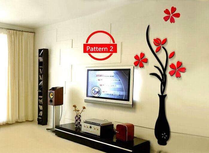 Creative vase acrylic 3D wall sticker Home Wall Decals