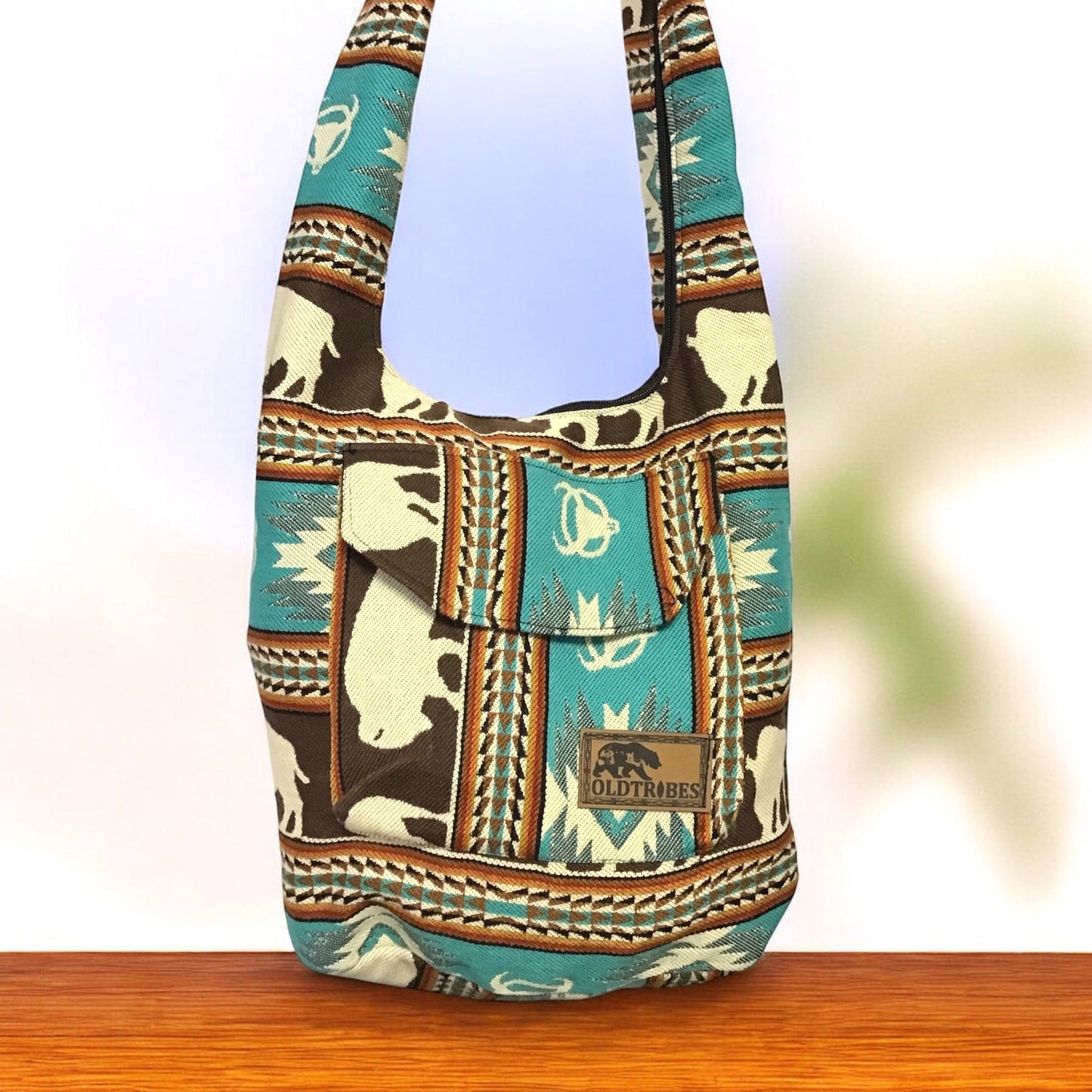 OLDTRIBES™ Brown and Turquoise white  Buffalo Crossbody Bag
