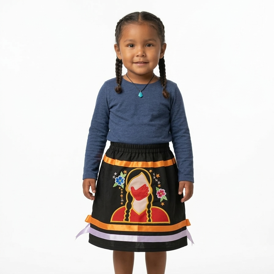 OLDTRIBES™ Infants Embroidered Black Ribbon Skirt