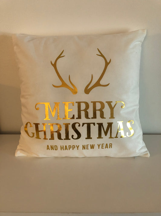 Merry Christmas and Happy New Year throw pillow with insert