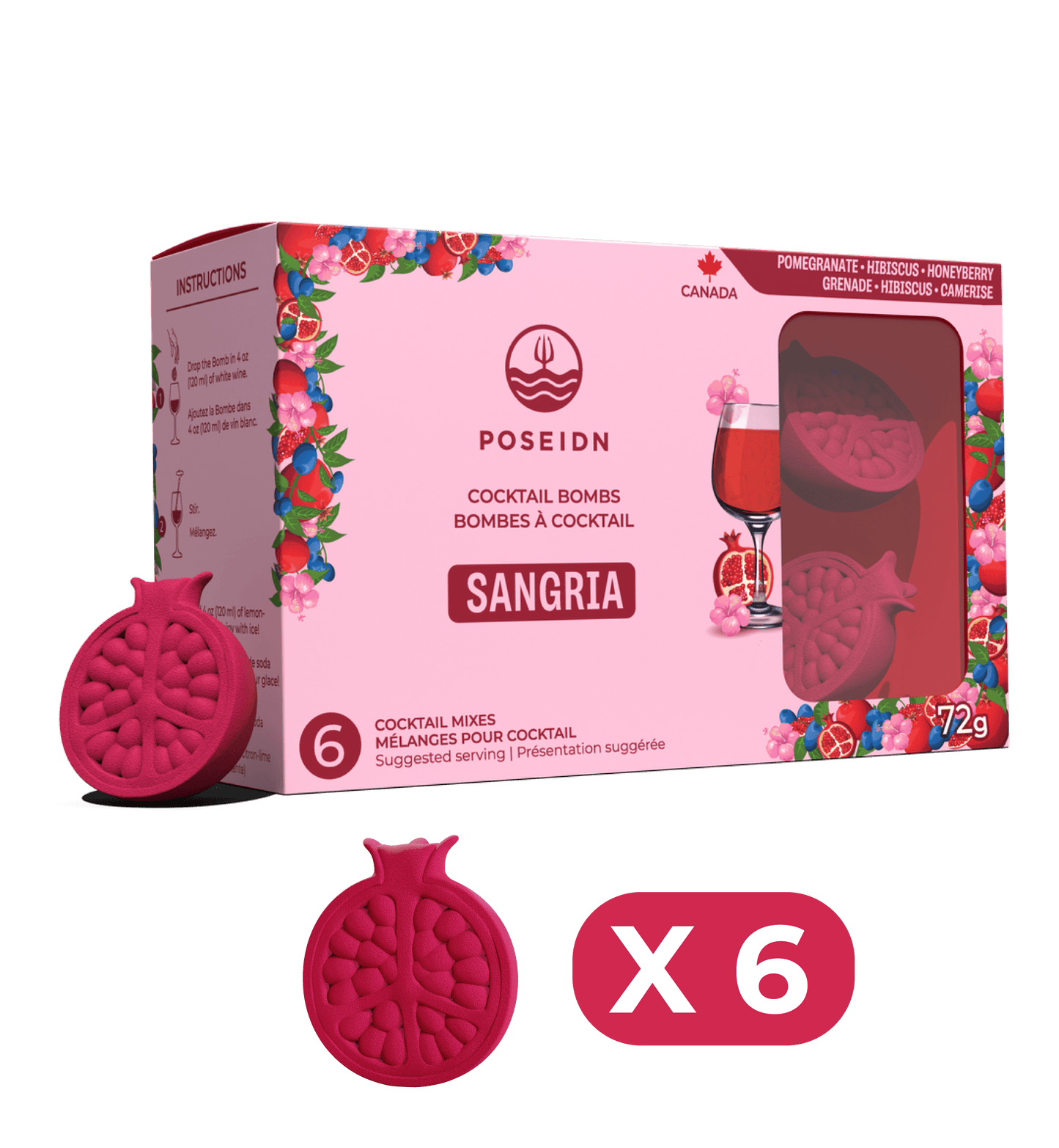 Pomegranate, Hibiscus & Honeyberry Flavoured Drink Bomb