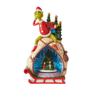 Jim Shore Dr. Seuss Grinch w/Lighted Rotatable Scene collectible resin figure  6009699
