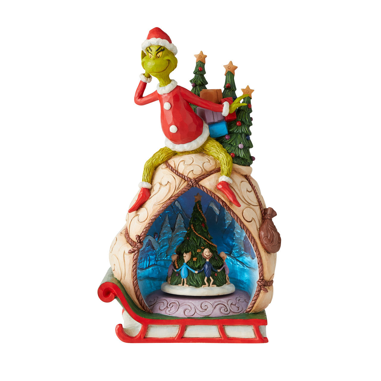 Jim Shore Dr. Seuss Grinch w/Lighted Rotatable Scene collectible resin figure  6009699