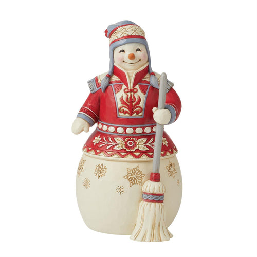 Jim Shore Nordic Noel Heartwood Creek Snowman with Broom figure 6012891