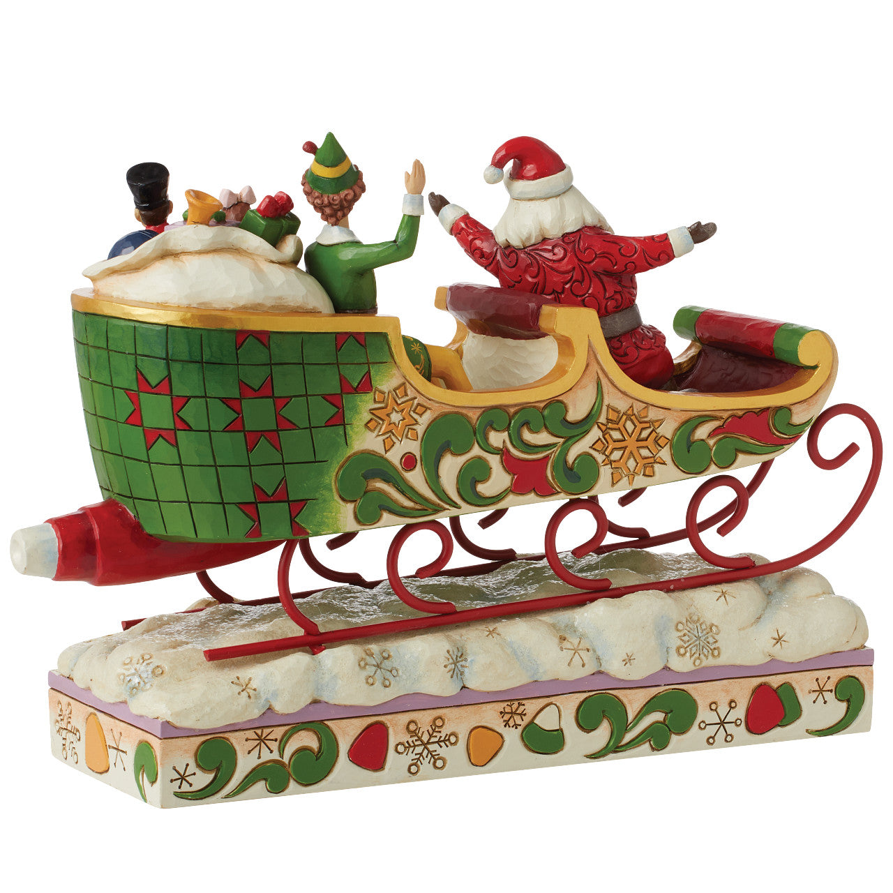 Buddy the Elf Santa in Sleigh and Buddy the Elf Ornament Collectible Resin Figure Combination Set