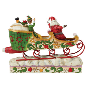 Buddy the Elf Santa in Sleigh and Buddy the Elf Ornament Collectible Resin Figure Combination Set