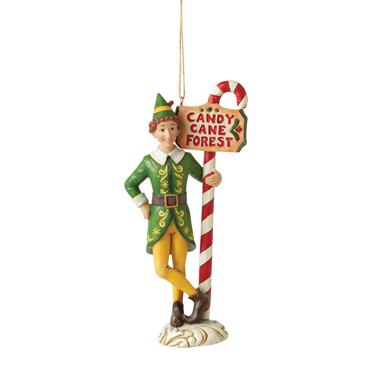 Buddy the Elf Santa in Sleigh and Buddy the Elf Ornament Collectible Resin Figure Combination Set