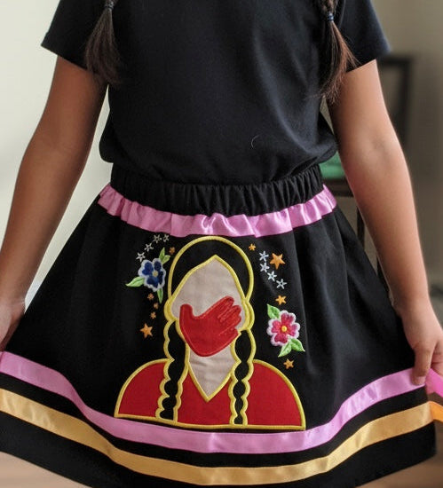 OLDTRIBES™ Infants Embroidered Black Ribbon Skirt