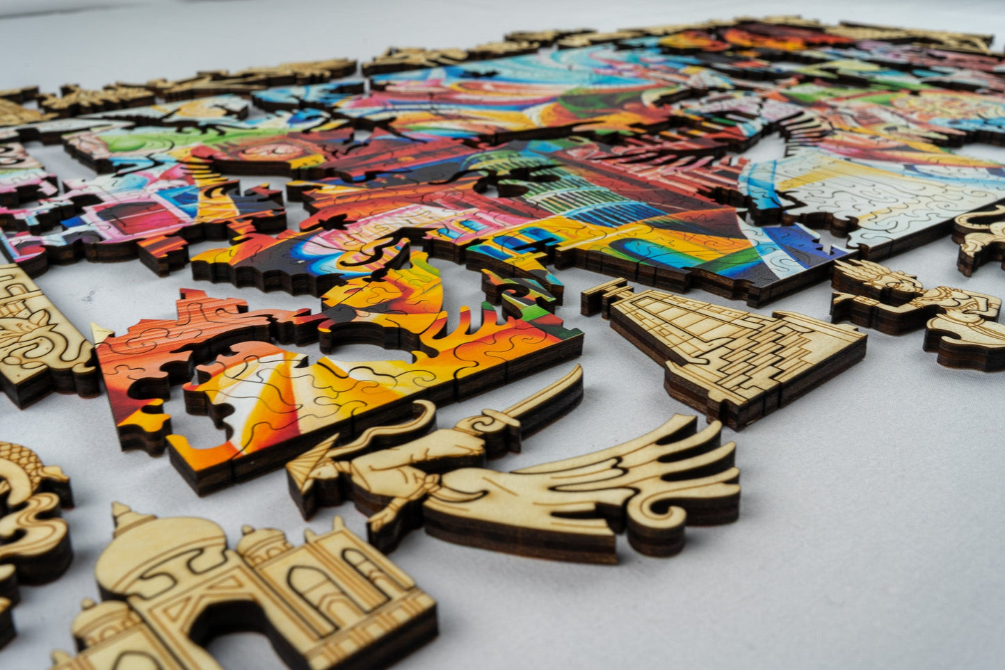 Around The World In... 3D wooden 2 sided puzzle