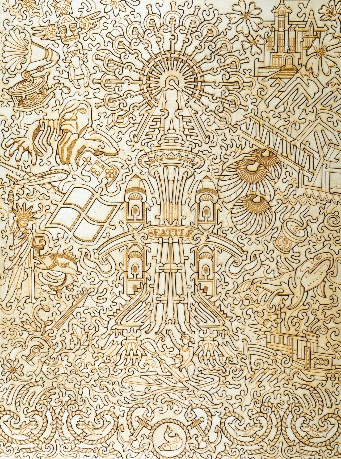 Seattle 3D wooden 2 sided puzzle