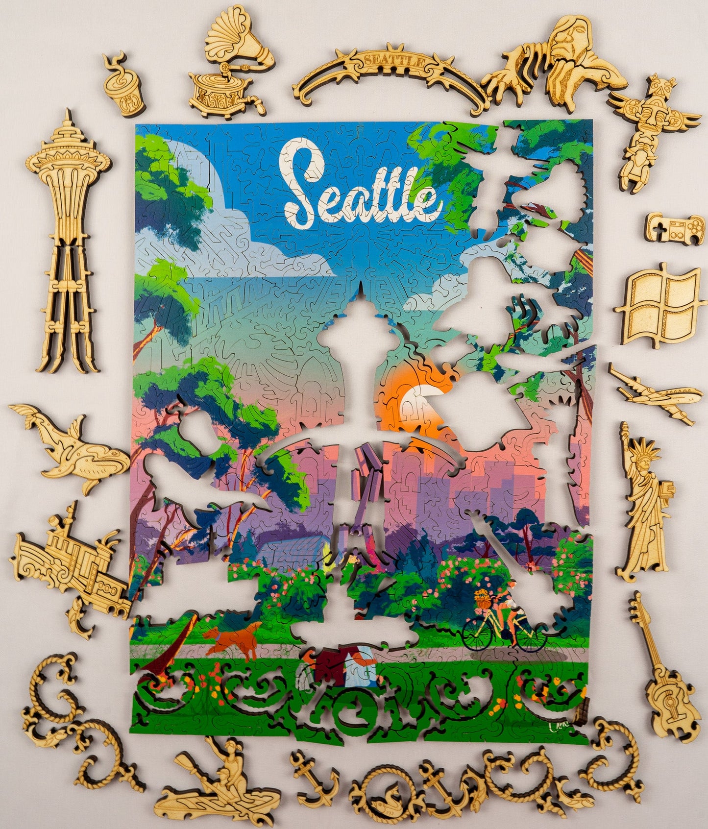 Seattle 3D wooden 2 sided puzzle