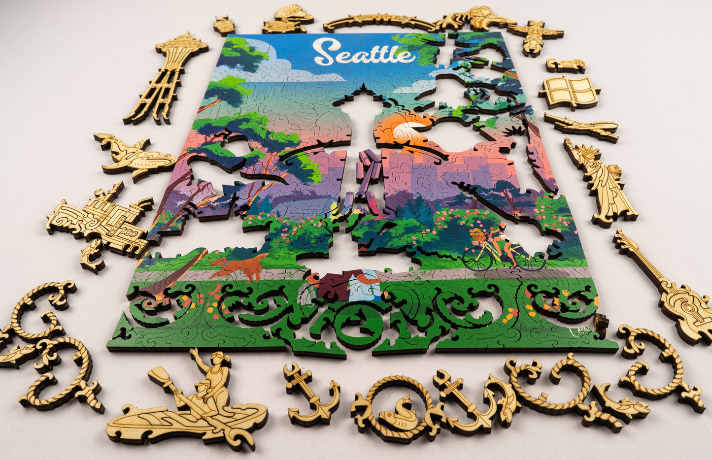 Seattle 3D wooden 2 sided puzzle